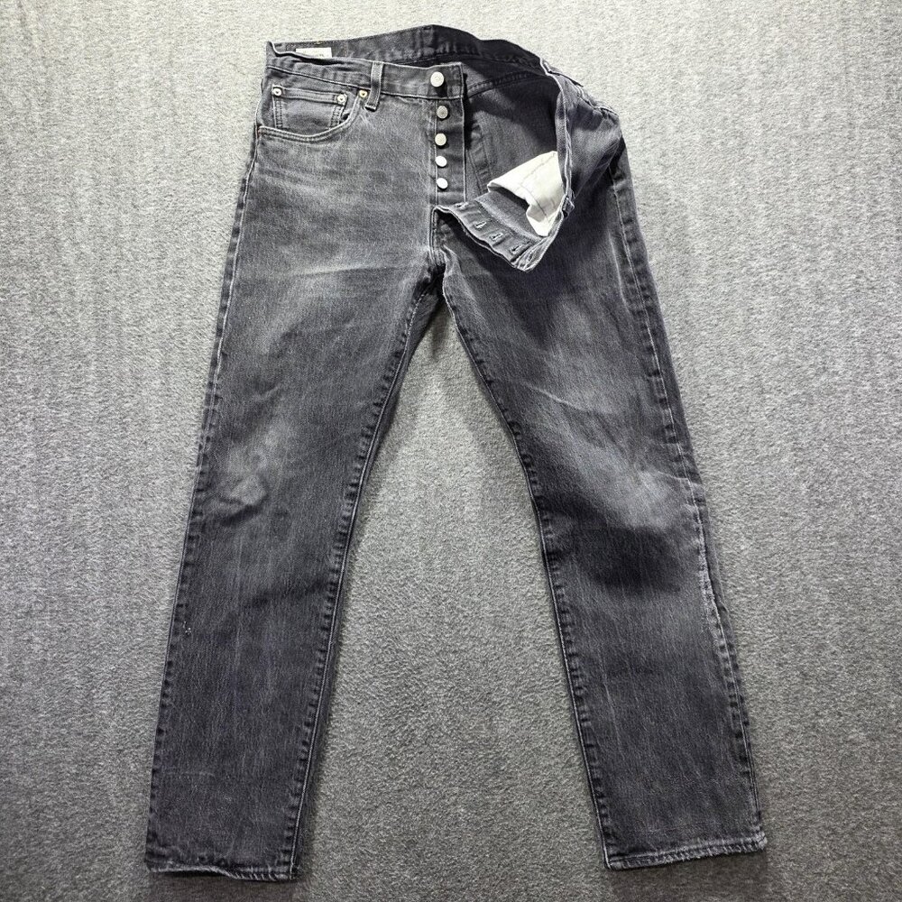 Levis 501 93 Jeans Mens 33x32 Gray Button Fly Straight Leg Distressed Denim